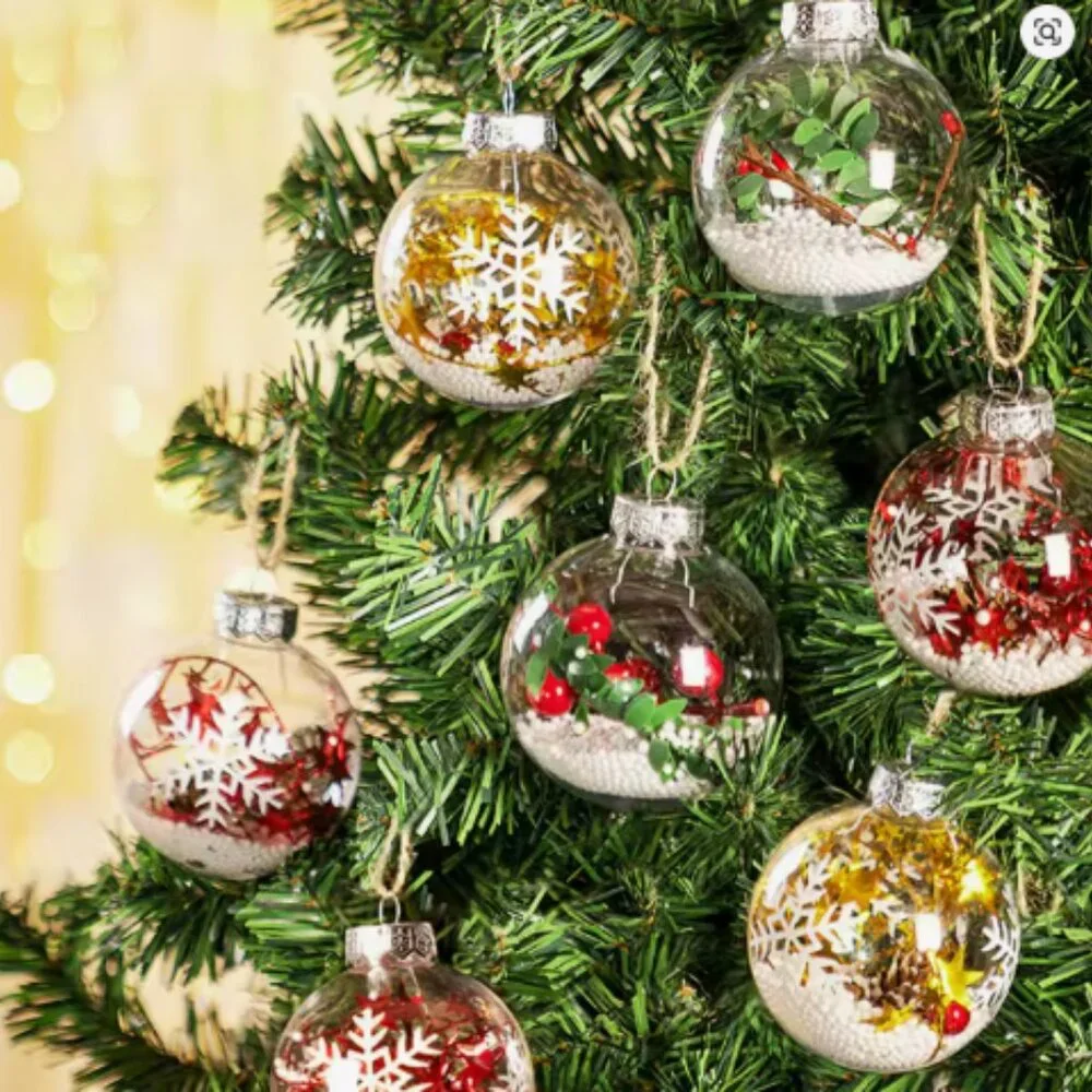 10/1x Clear Fillable Christmas‎ Ball Ornament Christmas Decorative Balls New